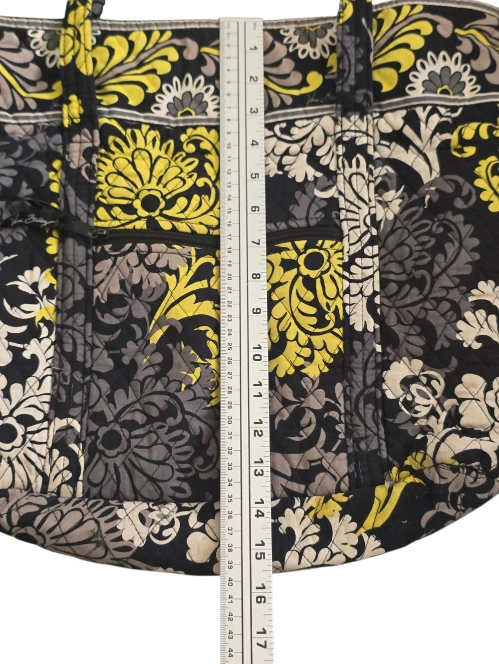 Vera Bradley Baroque Quilted Floral Print Tote Bag in Yellow, Black & White